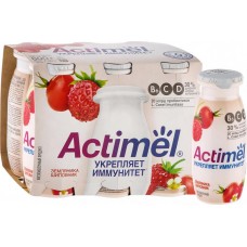 Актимель йогурт 95 г, земляника-шиповник, 6 штук в блоке